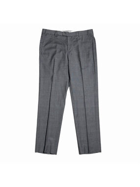 Zanella Devon Pants Mens 35 Grey Plaid Wool Italy Flat Front 35x33 Flat Front